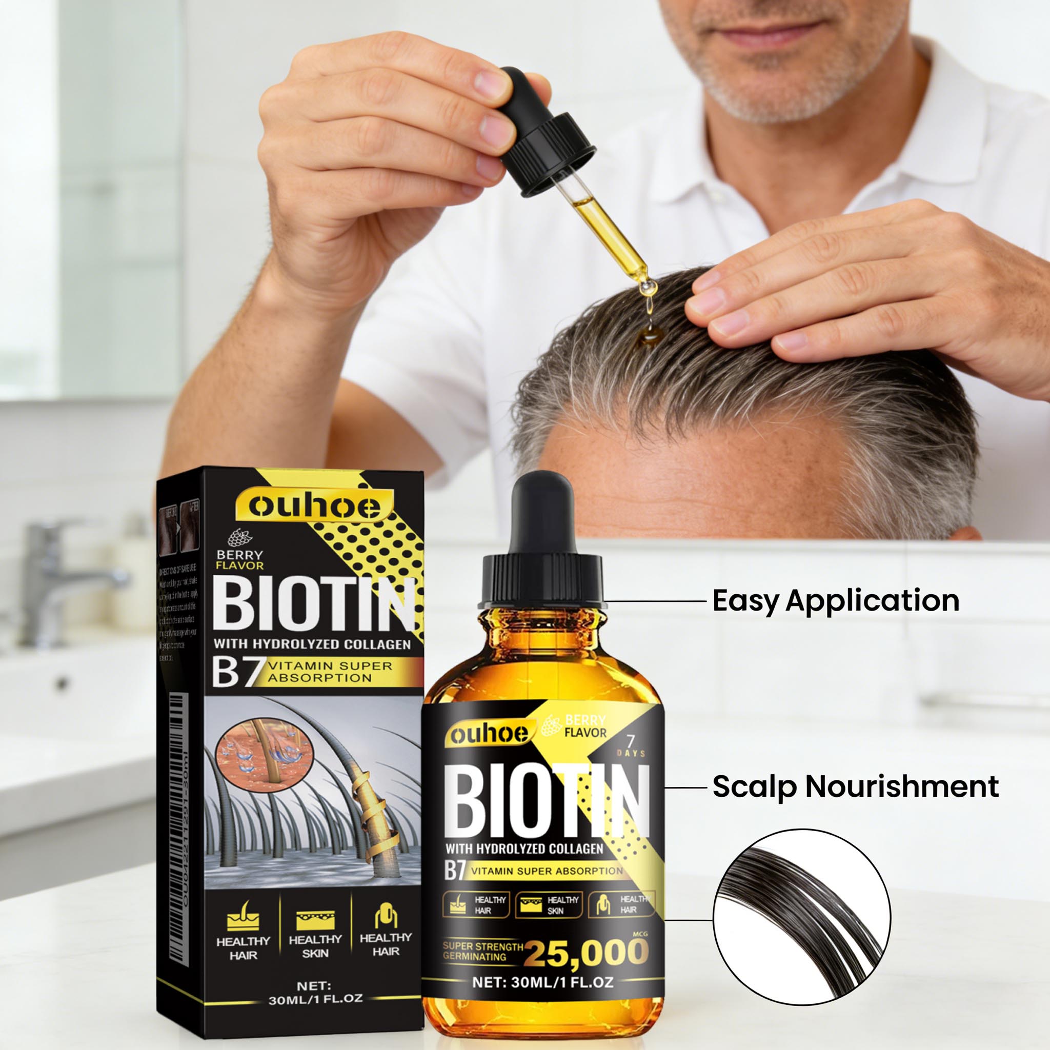 Hair Care Ginseng - Aceite Capilar con Biotina, Suero para